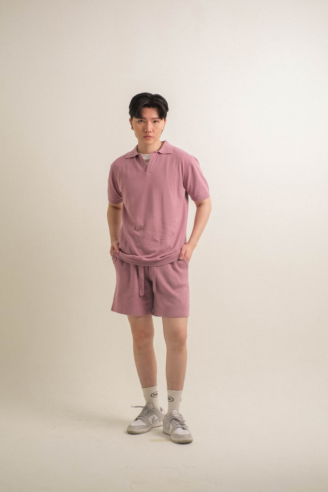 Noir Sur Blanc Men Basic Polo Knit Mauve