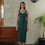 Noir Sur Blanc Myra Midi Dress Emerald Green