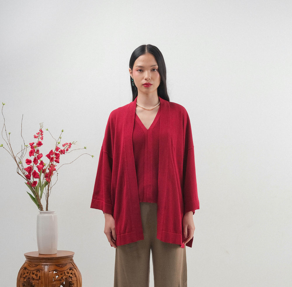 Noir Sur Blanc Marina Cardigan Cherry Red