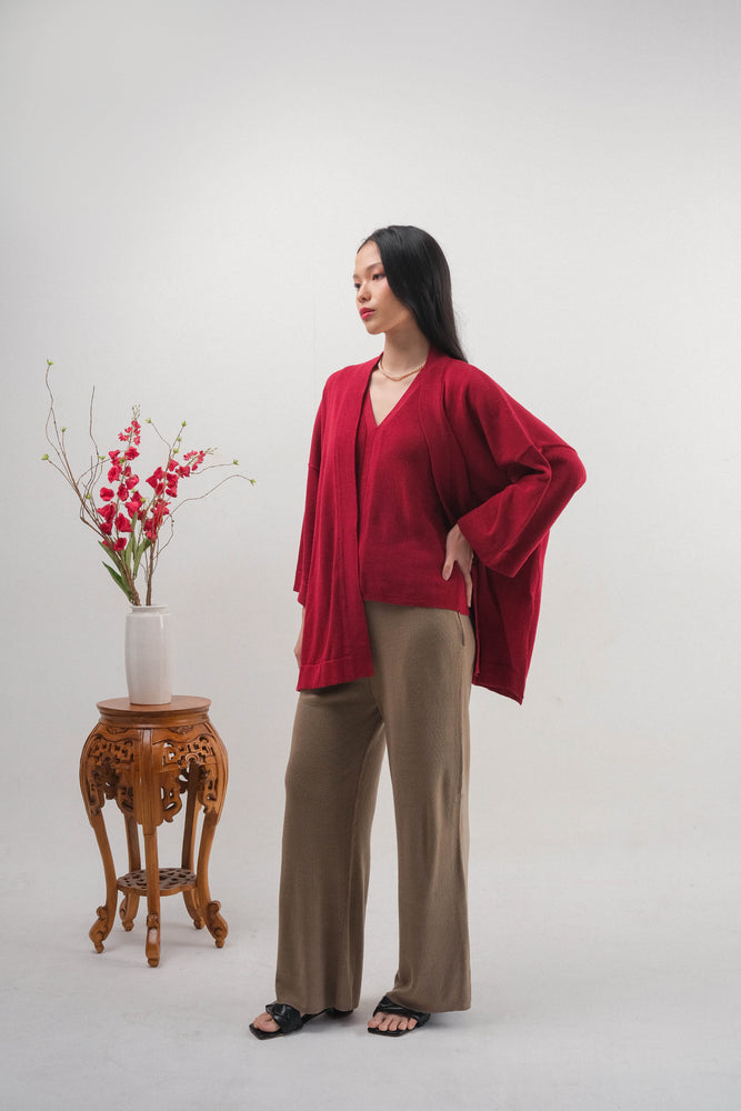 Noir Sur Blanc Marina Cardigan Cherry Red