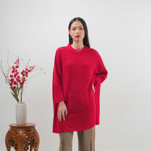 Noir Sur Blanc Duster Poncho Red