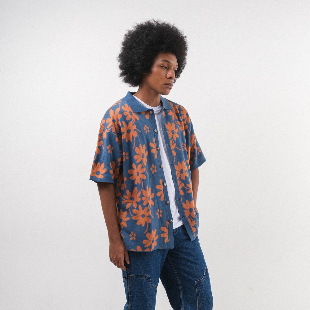 Men Flora Lounge Shirt Denim