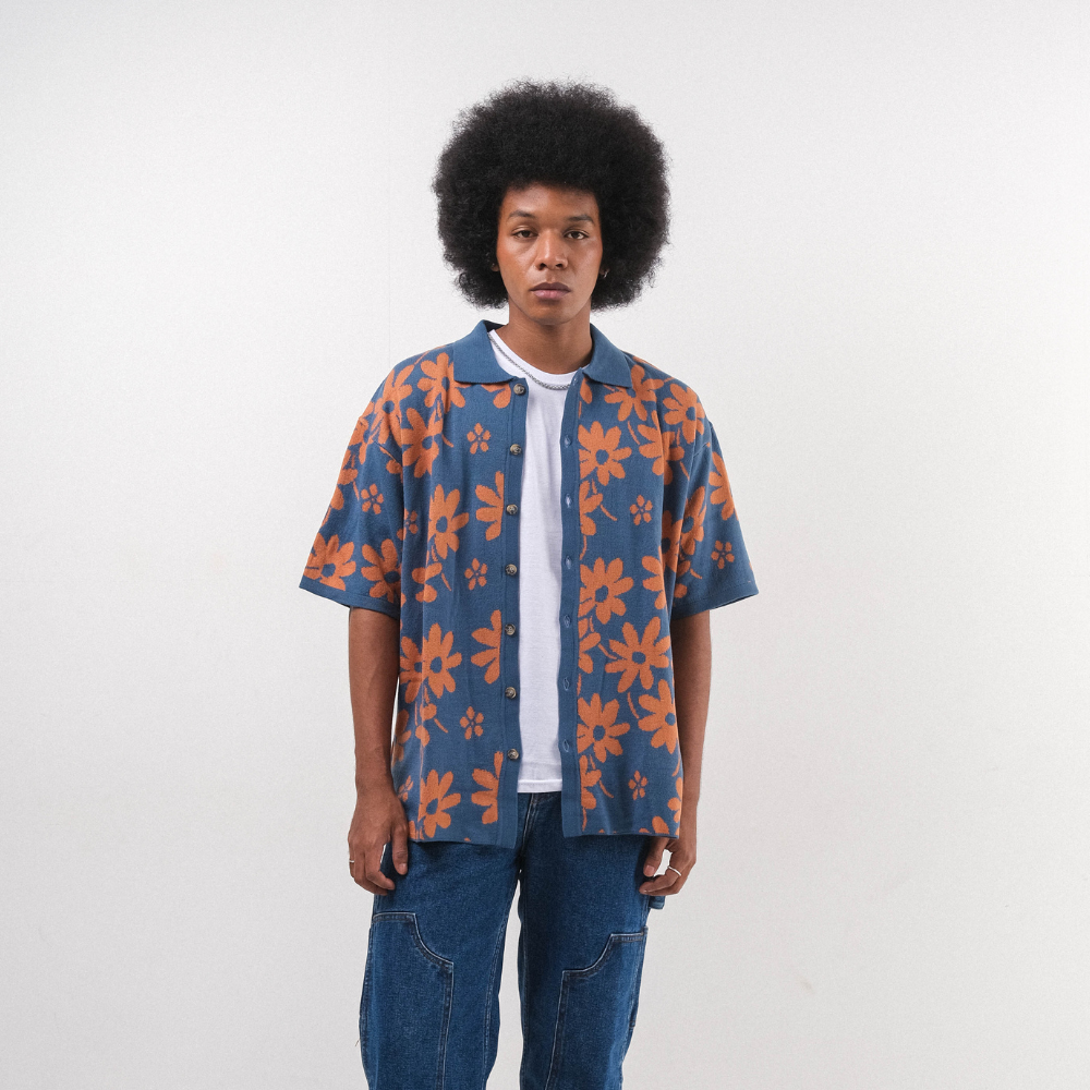 Men Flora Lounge Shirt Denim